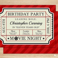 Marvelous Movie Ticket Birthday Invitation Awesome Classic