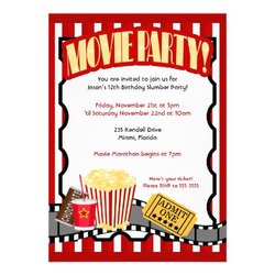 Movie Party Ticket Birthday Invitations Updated Invitation Template Printable Night Blank Invite Card