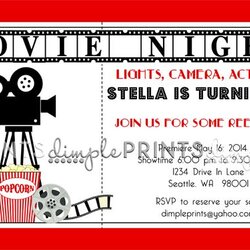 Peerless Movie Ticket Printable Birthday Invitation Dimple Prints Shop Invitations Party Choose Board