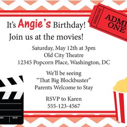 Superior Free Movie Ticket Invitation Template Invitations Night Printable Birthday Invite Party Templates
