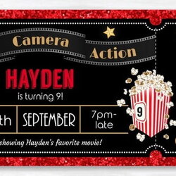 Excellent Free Printable Movie Ticket Party Invitation Template Download Invitations Birthday Templates