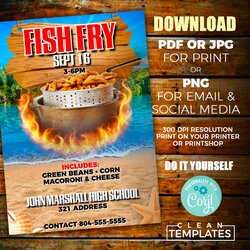 Exceptional Fish Fry Flyer Edit Online Digital Printable Do It Yourself