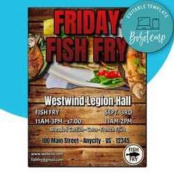 Friday Fish Fry Flyer Template Instant Download Compressed