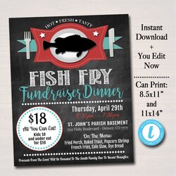 Super Pin On School Fish Fry Flyer Fundraiser Editable Church Event Printable Benefit Friday Template Lent