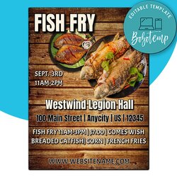 Swell Fish Fry Flyer Template Instant Download Compressed