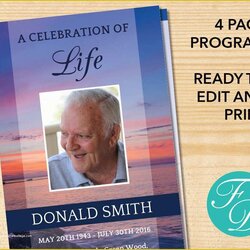 Tremendous Free Celebration Of Life Template Download Printable Funeral Program