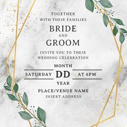 Free Printable Wedding Invitations Templates For Word Sparkling Gold Greenery Geometric Invitation