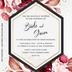 Great Free Burgundy Floral Wedding Invitation Templates For Word Printable Birthday Watercolor