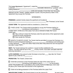 Free Standard Residential Lease Agreement Template Word Apartment Rental Renting Triplex Types