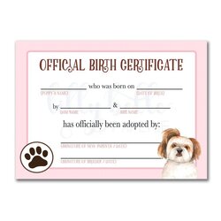 Excellent Unique Pet Birth Certificate Designs Cavalier Spaniel Adoption King Puppy Choices Husky Birthday