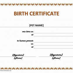 The Highest Quality Pet Birth Certificate Template Blank Puppy Templates Fake Word Editable Printable