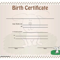 The Highest Standard Dog Birth Certificate For Puppy Or Little Of Puppies Illustrated Cert Certificates