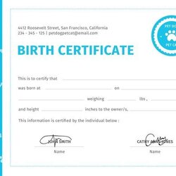 Sterling Free Pet Birth Certificate Template Word Doc Inside Best Dog