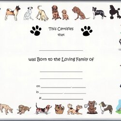 Swell Puppy Birth Certificates Template Business Certificate Dog Printable Pet Templates Blank Pets Word