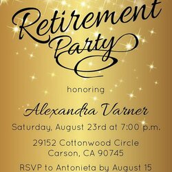 Wonderful Retirement Party Invitation Gold Sparkly Invite By Announce Invitations Printable Template