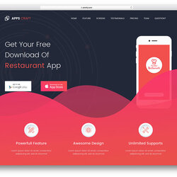 Fantastic Landing Page Template Free Apps Craft App