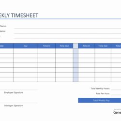 Admirable Weekly Time Card Template Free