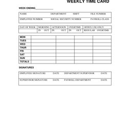 Outstanding Best Images Of Printable Weekly Time Card Template Free Templates Office Form Cards Via
