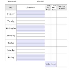Wonderful Printable Weekly Time Sheet Card Template Track Employee Hours Worked Spreadsheet Excel Templates