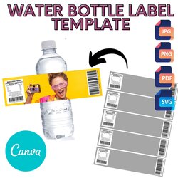 Super Water Bottle Label Template Instant Download Edit