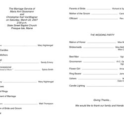 Sample Wedding Ceremony Template Program Do Book Elegant Booklet Fold Churches Bulletins