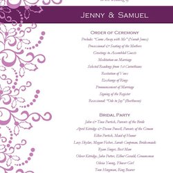 Superlative Wedding Program Templates Free Programs Template Reception Invitation Sample Party Wording Layout