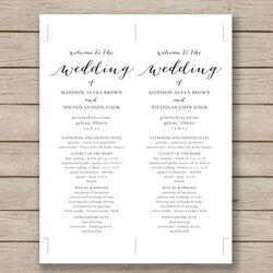Fine Free Printable Wedding Program Templates Word