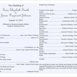 Tremendous Free Printable Wedding Program Templates Word Design