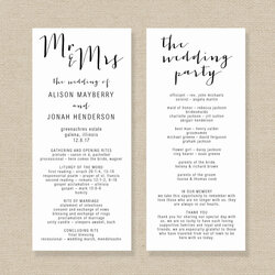 Brilliant Free Printable Wedding Program Templates For Word