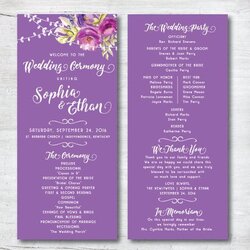 Matchless Free Printable Wedding Program Templates Word Attractive Template