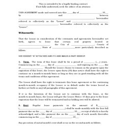 Supreme Free Printable Basic Rental Agreement Agreements To Print Standard Lease Form