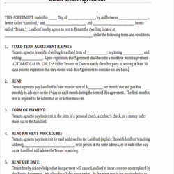 Superior Printable Lease Agreement Templates Word Pages Template Contract Blank Agreements Business