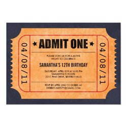 Wizard Movie Ticket Invitations Invitation Template Admit Theatre Birthday Date Party Night
