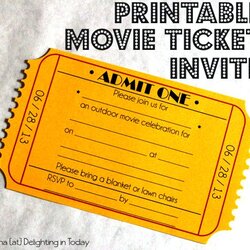 Magnificent Printable Movie Ticket Invite In Birthday Template Party Night Invitations Invitation Tickets