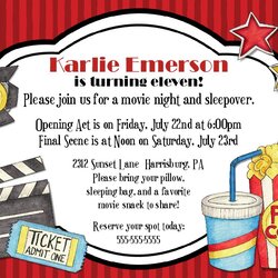 Supreme Free Movie Ticket Invitation Template Party Birthday Night Invitations Printable Theater Blank Invite