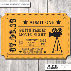 Legit Movie Ticket Party Invitation Template Business Ideas Night Cinema Blank Tickets Admission Printable