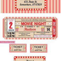 Superlative Movie Ticket Invitation Template Night Party Decorations Stub