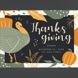 High Quality Thanksgiving Dinner Invitation Template Vector Download Editable