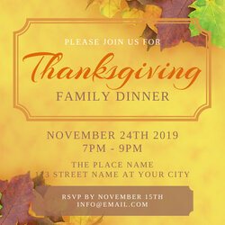 Fine Thanksgiving Dinner Invitation Template Flyer Ts