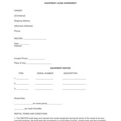 Out Of This World Equipment Rental Agreement Template Word Doc Lease Contract