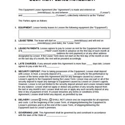 Camera Equipment Rental Agreement Template Lease