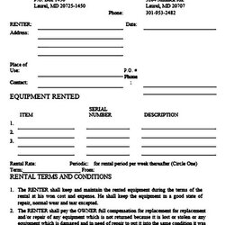 Worthy Equipment Rental Agreement Sample