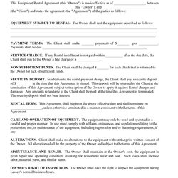 Smashing Printable Equipment Rental Agreement Template Form