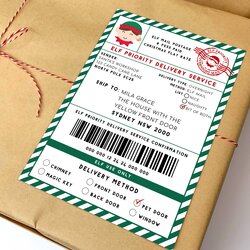 Wonderful Workshop Green Printable Elf Christmas Shipping Label