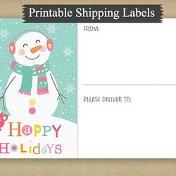Cool Digital Printable Christmas Shipping Labels Pastel Snowman Decorate