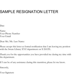 Simple Resignation Letter Example Resign Employee Sample