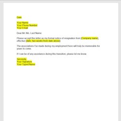 Fantastic Resignation Letter Template