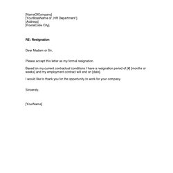 Very Good Resignation Letter Template Sample Letters Templates Formal Notice Example Email Quitting Format