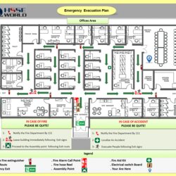 Admirable Fire Emergency Evacuation Plan And The Procedure World Template Floor Escape Symbols Action Area