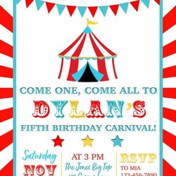 Exceptional Circus Birthday Invitation Carnival